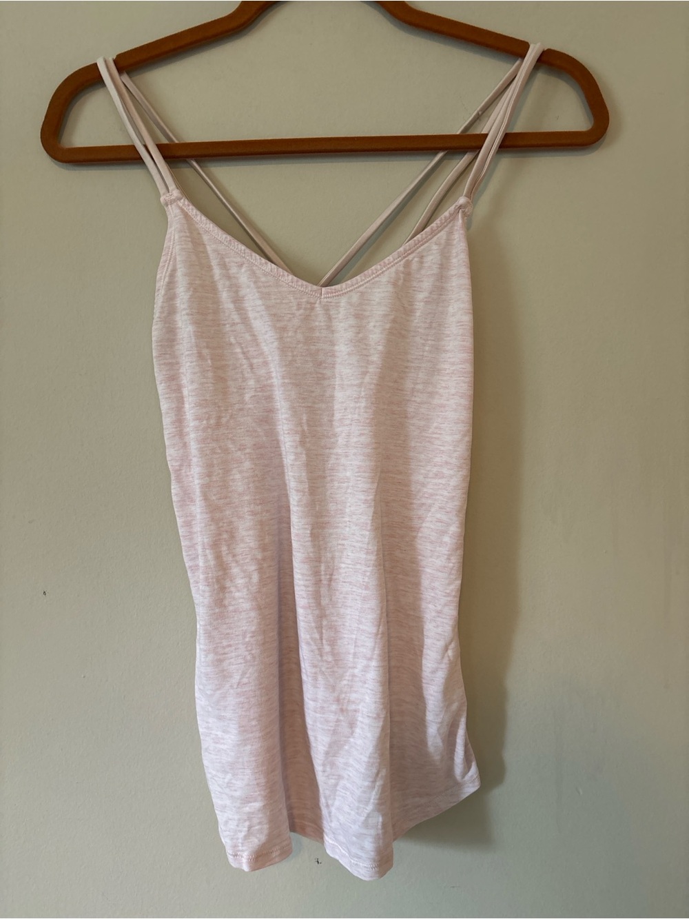 Lululemon Pink Heathered Strappy Cross-Back Tank Top Pleated Back Sz M